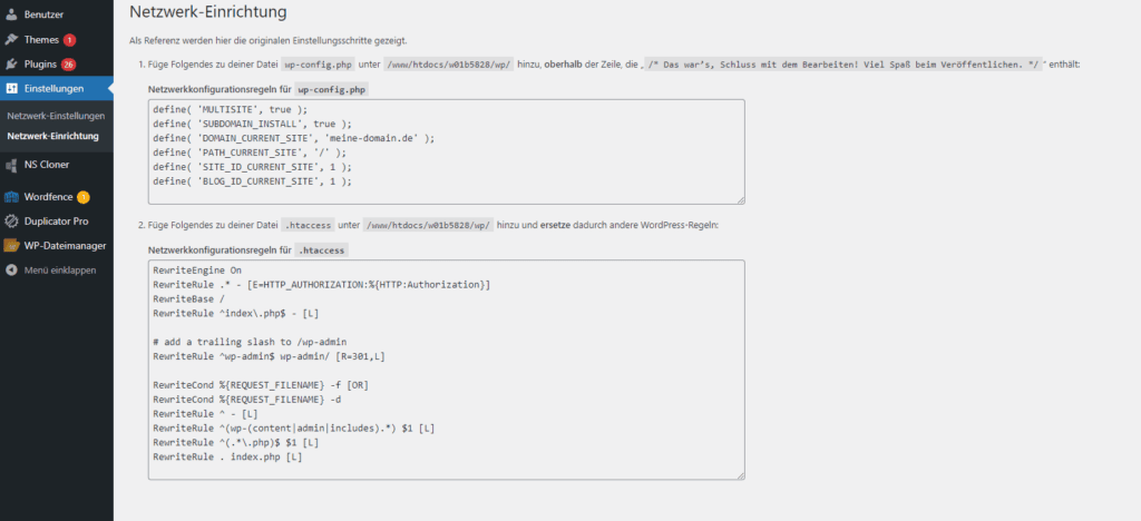 WordPress Multisite Einrichtung